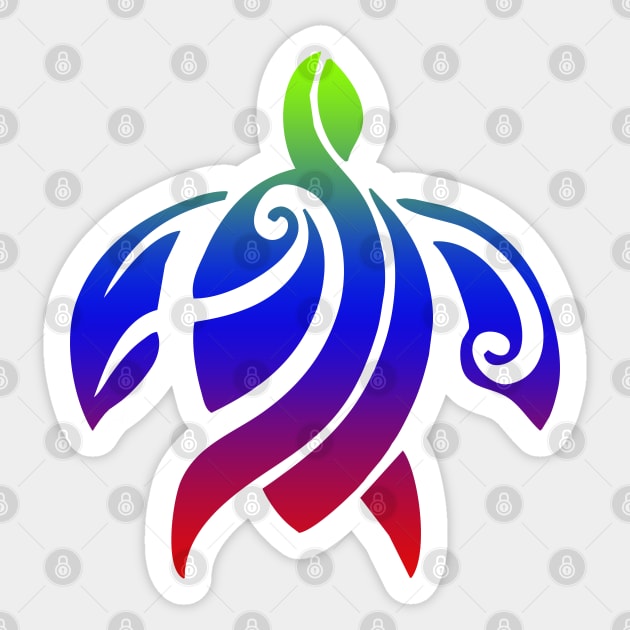 Colorful Honu Polynesian Turtle Sticker by Azul